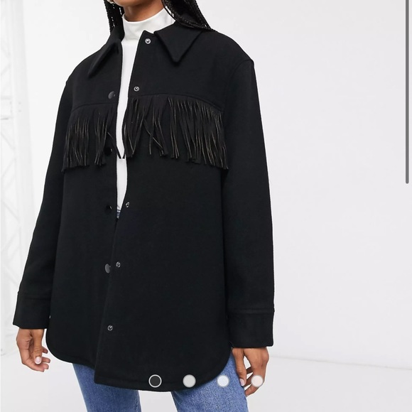 & Other Stories Fringe Black Button Down Jacket - Picture 5 of 11